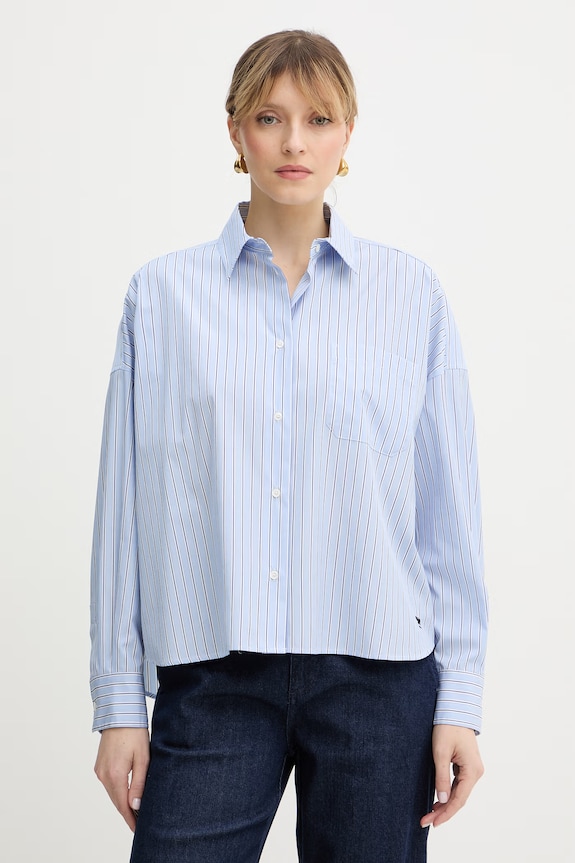 Weekend Max Mara koszula bawełniana AUREO wzorzyste niebieski 2615111031600