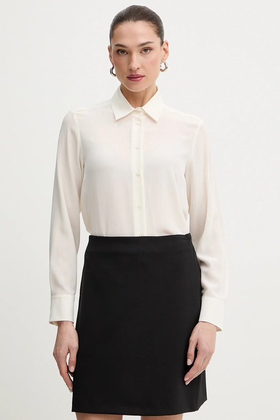 Weekend Max Mara cămașă de mătase CURVONE lung bej 2615111121600