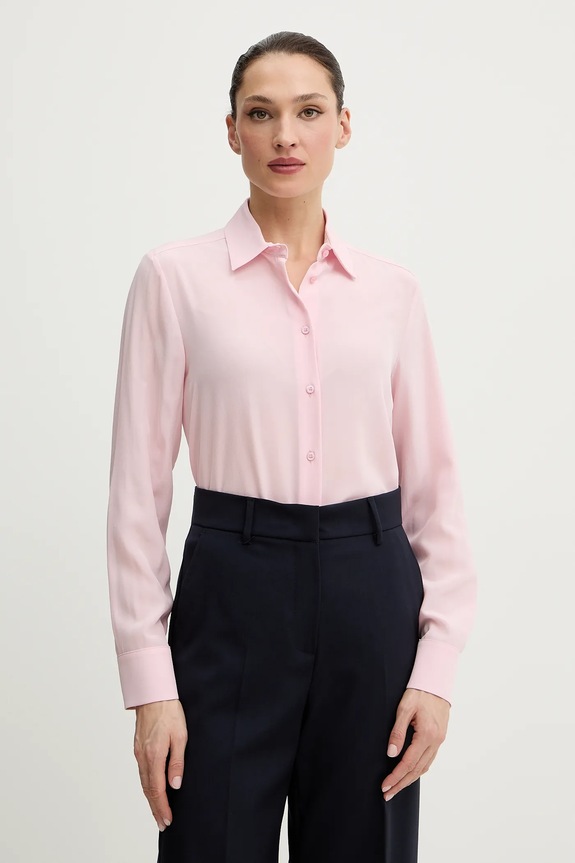 Hodvábna košeľa Weekend Max Mara CURVONE jednofarebný ružová 2615111121600