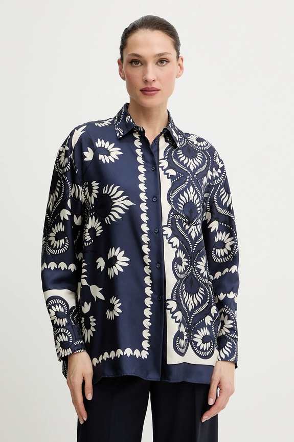 Weekend Max Mara cămașă de matase LASTRA cu modele bleumarin 2615191011600