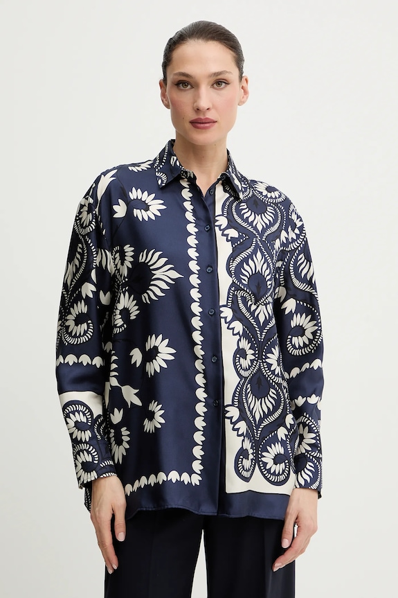 Weekend Max Mara cămașă de matase LASTRA cu modele bleumarin 2615191011600