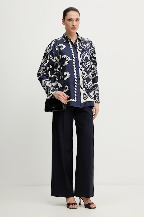 Weekend Max Mara cămașă de matase LASTRA 2615191011600 bleumarin SS26