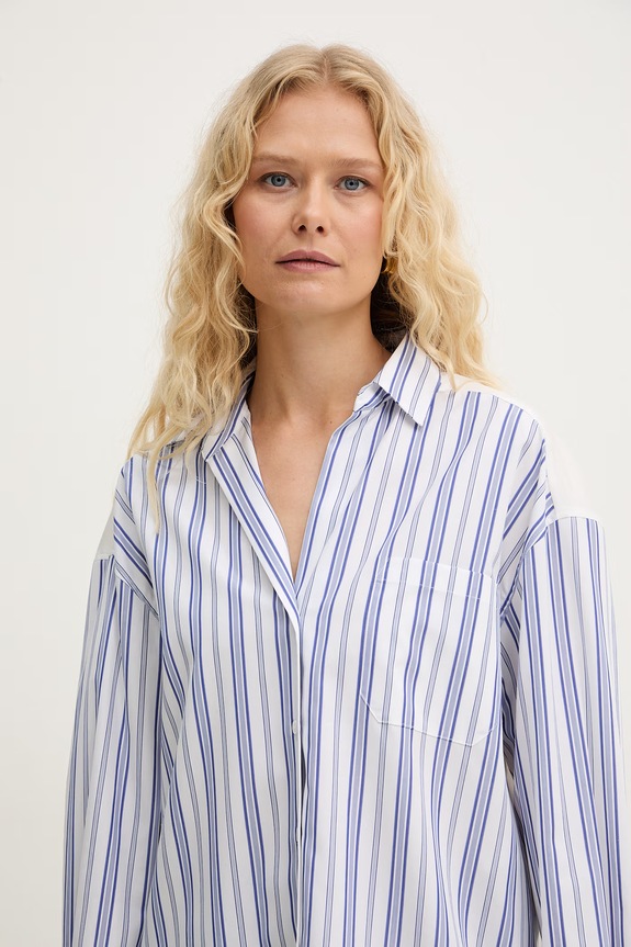 Weekend Max Mara Košeľa dámska s bavlnou TESSILE modrá 2615111012600