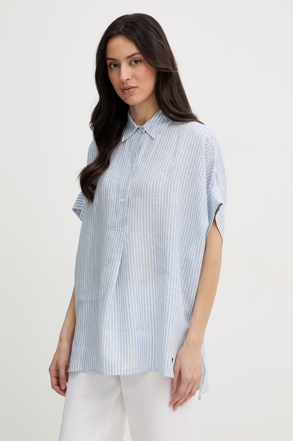 Weekend Max Mara koszula damska lniana VERVE niebieski 2615111122600