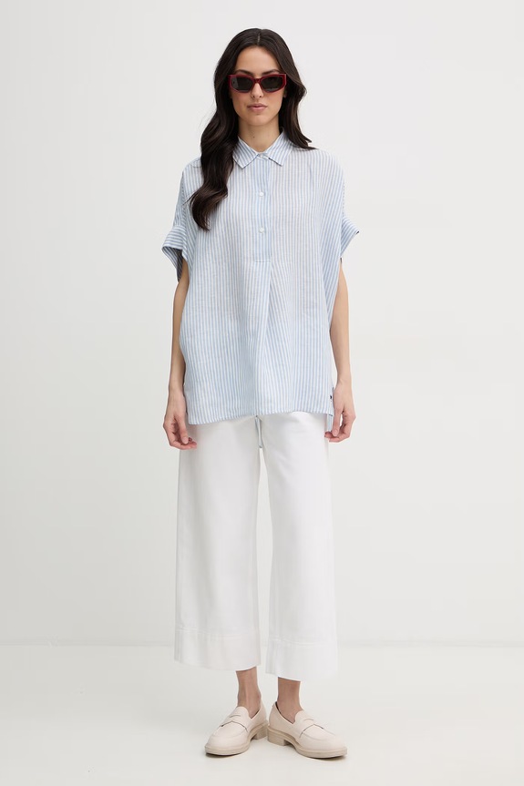 Weekend Max Mara koszula damska lniana VERVE 2615111122600 niebieski SS26
