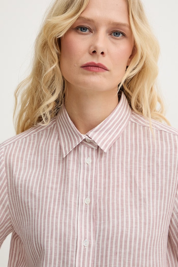Weekend Max Mara košeľa dámska ľanová GIURATO ružová 2615111182600