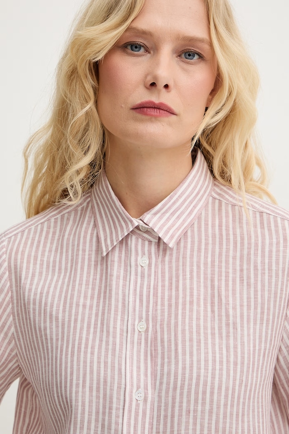 Weekend Max Mara košeľa dámska ľanová GIURATO ružová 2615111182600