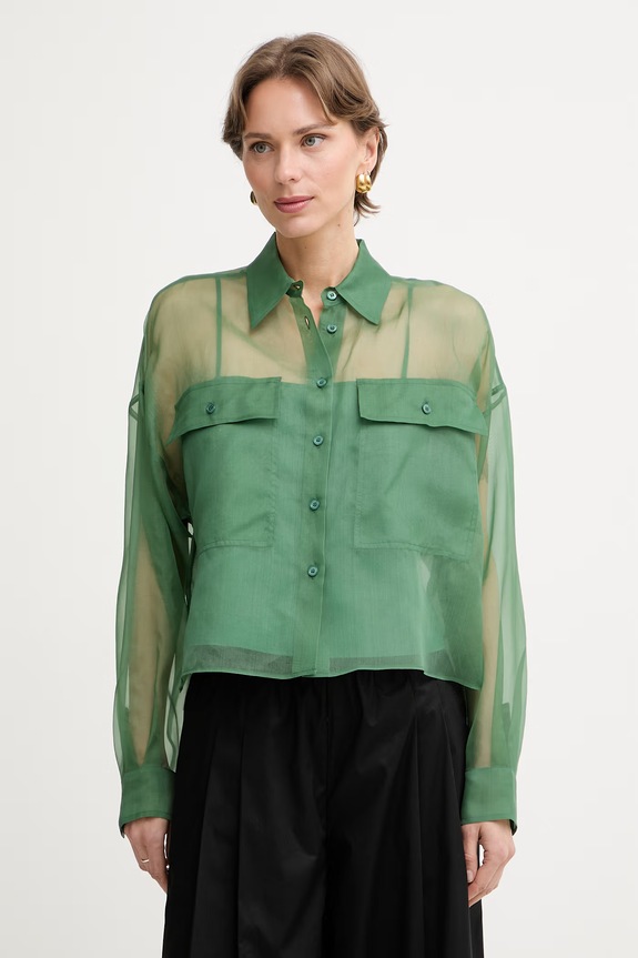 Weekend Max Mara cămașă pentru femei, din mătase COLOMBA verde 2615261012600
