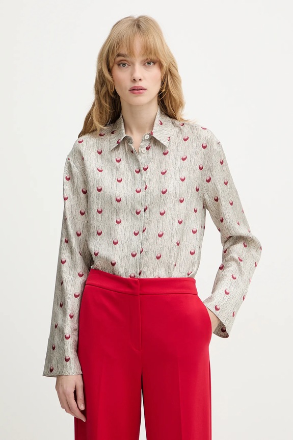 MM by Max Mara koszula jedwabna OSPITE klasyczny beżowy 2616111057600
