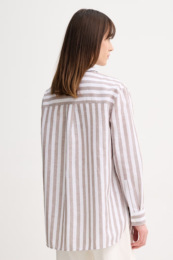 Odzież MM by Max Mara koszula damska z dodatkiem lnu ULULO 2616111018600 brązowy