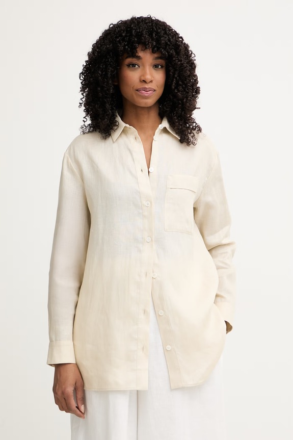 MM by Max Mara cămașă pentru femei, din in FILO bej 2616111028600