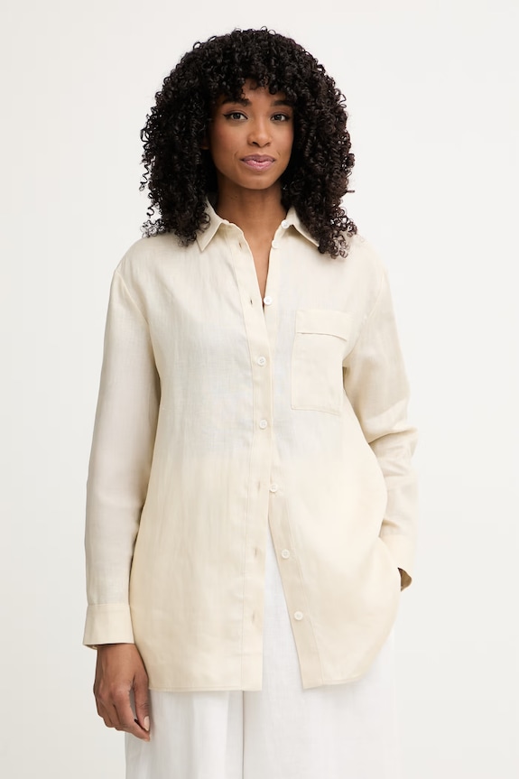 MM by Max Mara cămașă pentru femei, din in FILO bej 2616111028600