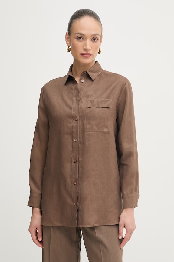 MM by Max Mara πουκάμισο γυναικείο λινό FILO καφέ 2616111028600