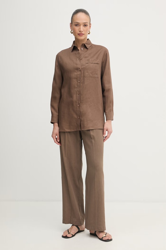 MM by Max Mara πουκάμισο γυναικείο λινό FILO 2616111028600 καφέ SS26