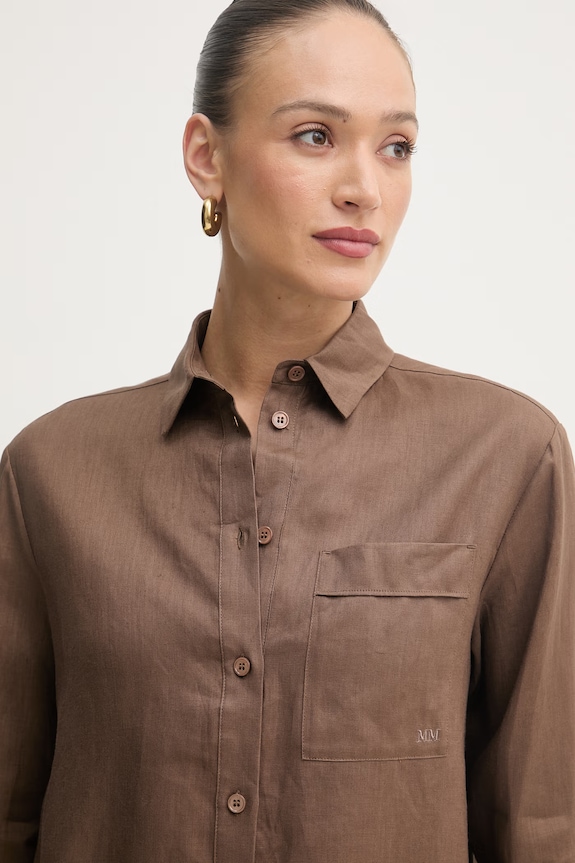MM by Max Mara πουκάμισο γυναικείο λινό FILO καφέ 2616111028600