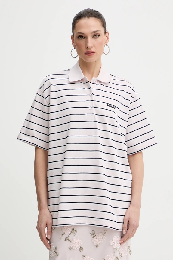 Rotate polo bawełniane wzorzyste fioletowy 1153241810