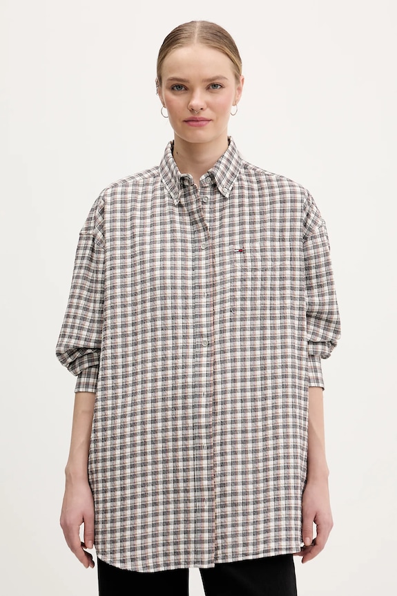 Tommy Jeans camicia piccola impronta bianco DW0DW22063