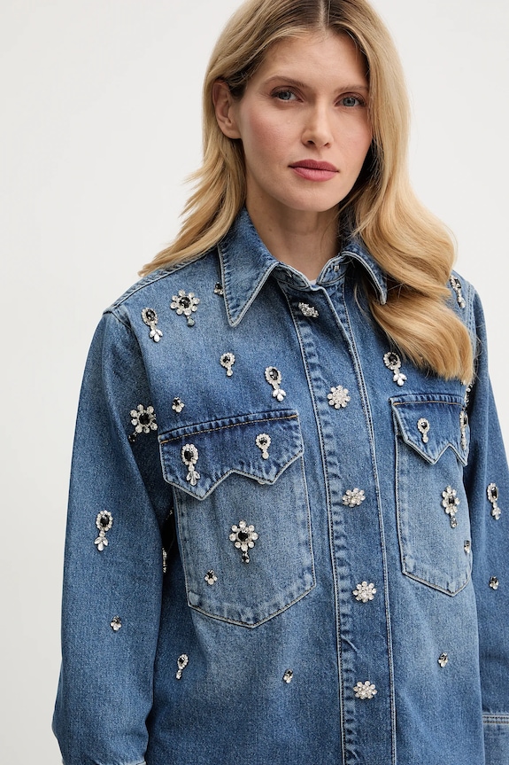 Rifľová košeľa AllSaints tmavomodrá W121PD
