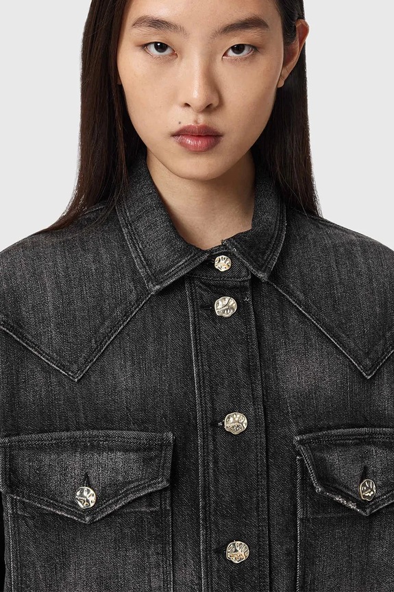 AllSaints cămașă jeans negru W094PD