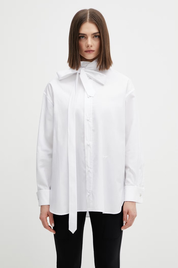 Kenzo koszula bawełniana gładkie biały FG52CH2799LF