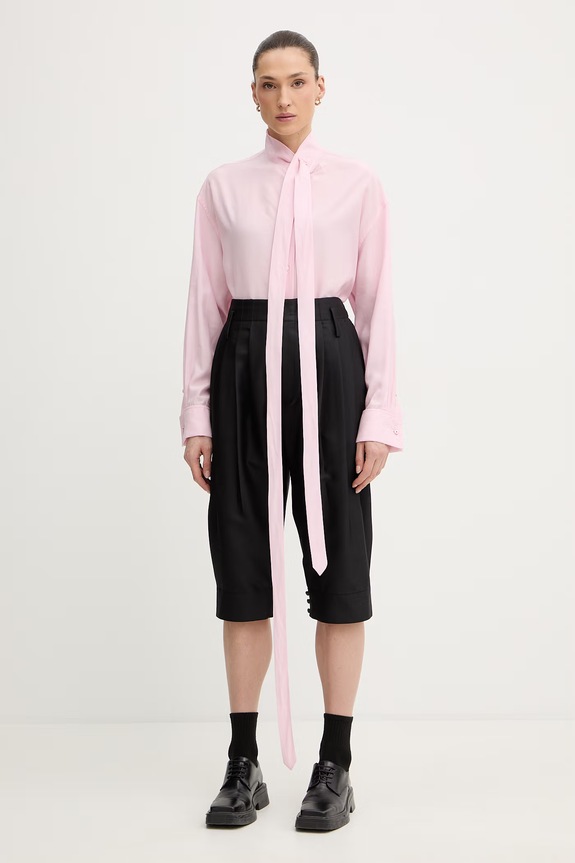 Kenzo košeľa dámska s prímesou hodvábu FG52CH2799KA ružová SS26