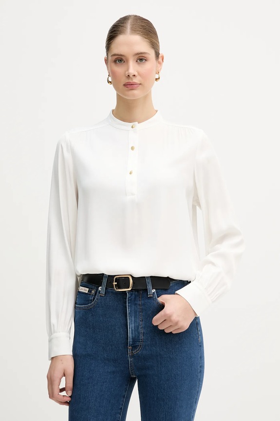 Blúzka Tommy Hilfiger relaxed béžová WW0WW48178