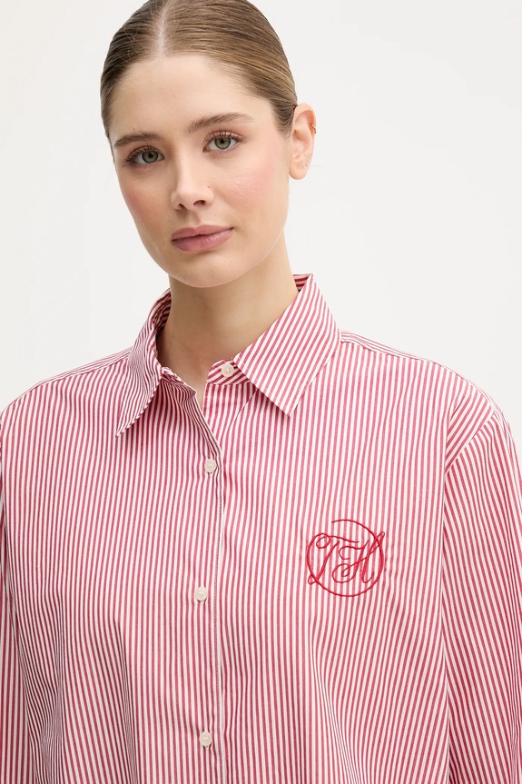 Bavlnená košeľa Tommy Hilfiger červená WW0WW48190