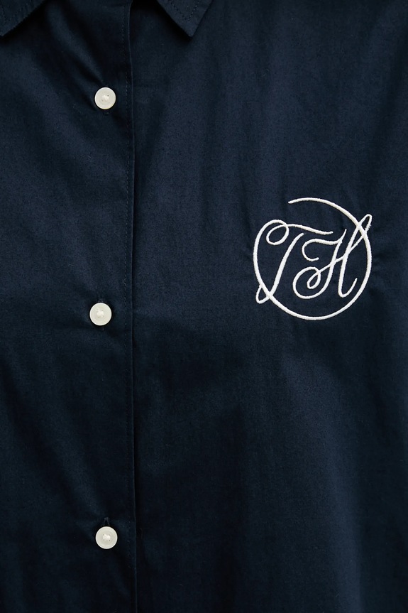 Βαμβακερό πουκάμισο Tommy Hilfiger WW0WW48190 σκούρο μπλε