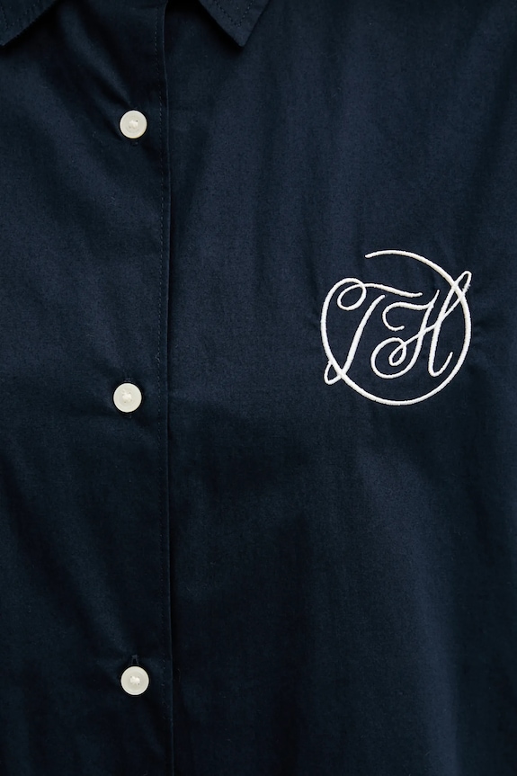 Βαμβακερό πουκάμισο Tommy Hilfiger WW0WW48190 σκούρο μπλε