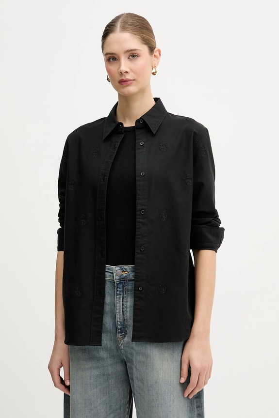 Tommy Hilfiger koszula bawełniana bawełna czarny WW0WW49386
