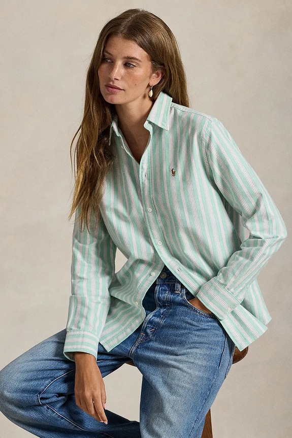 Βαμβακερό πουκάμισο Polo Ralph Lauren 211970739 τιρκουάζ