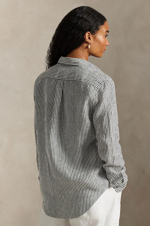 Lněná košile Polo Ralph Lauren 211A96158 šedá SS26
