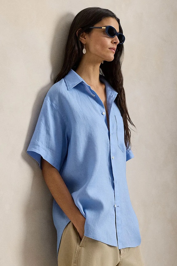 Polo Ralph Lauren koszula lniana 211A96160 niebieski