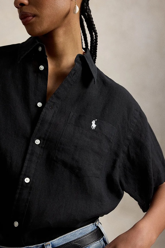 Polo Ralph Lauren сорочка жіноча лляна чорний 211A96160