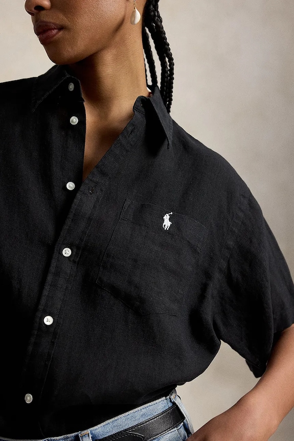 Polo Ralph Lauren сорочка жіноча лляна чорний 211A96160