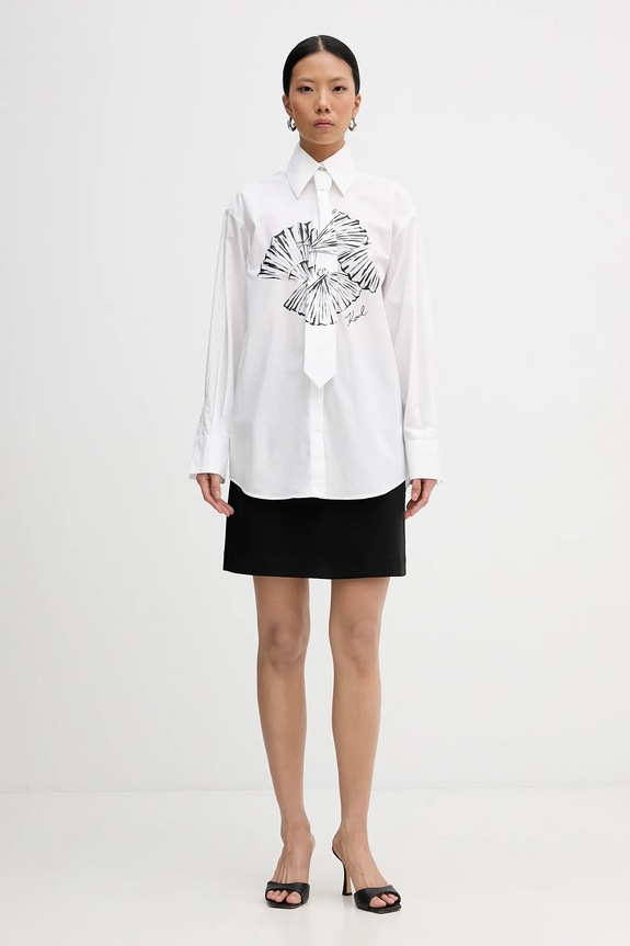 Bavlněná košile Karl Lagerfeld B1W11002 bílá SS26