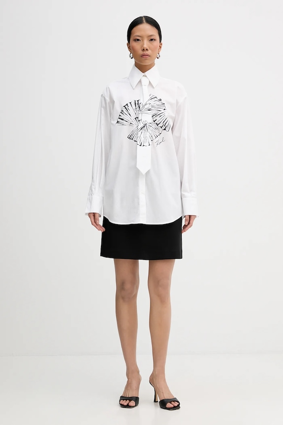 Bavlněná košile Karl Lagerfeld B1W11002 bílá SS26