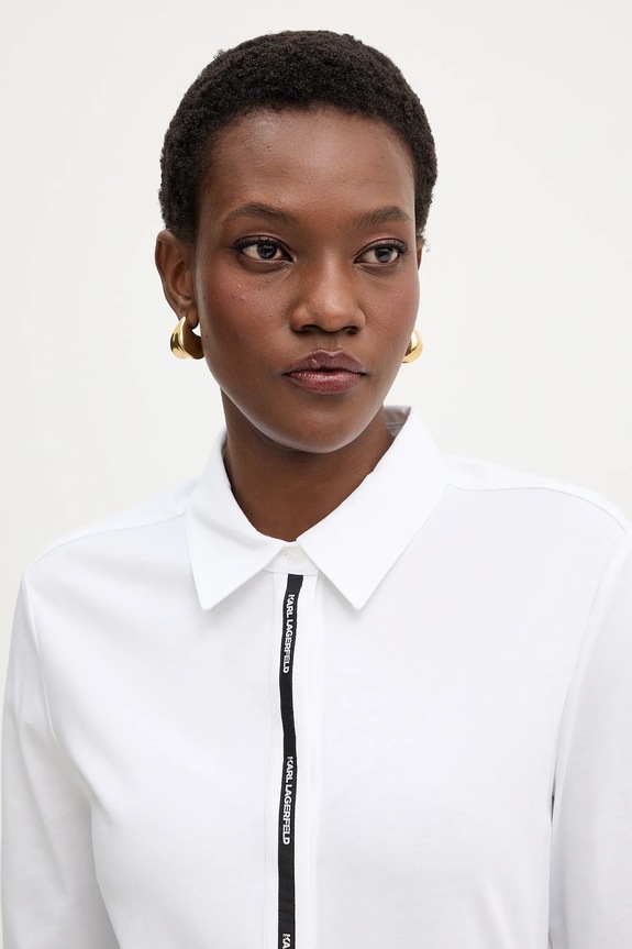 Βαμβακερό πουκάμισο Karl Lagerfeld λευκό B1W17078