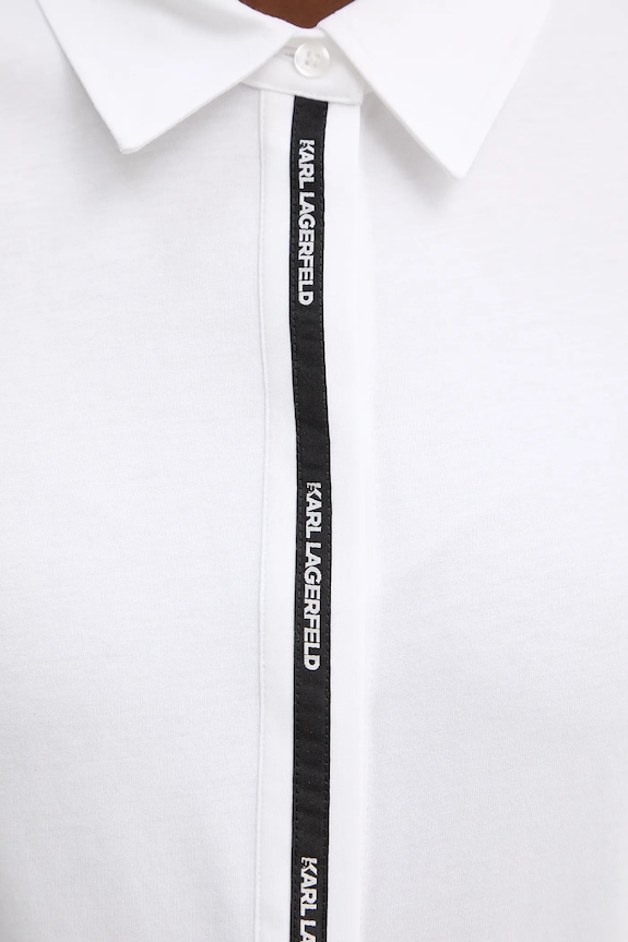 Βαμβακερό πουκάμισο Karl Lagerfeld B1W17078 λευκό