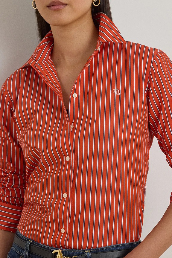Bavlnená košeľa Lauren Ralph Lauren oranžová 200P03511