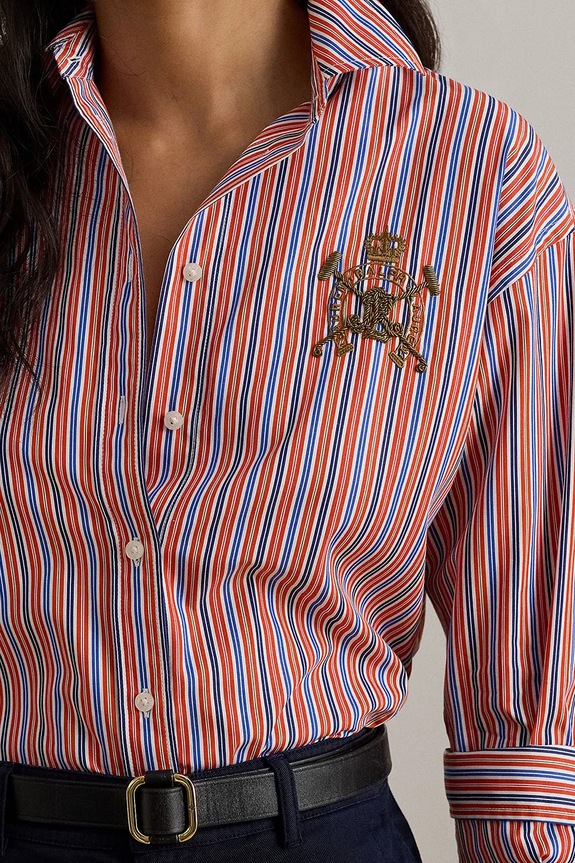 Bavlněná košile Lauren Ralph Lauren oranžová 200P03512