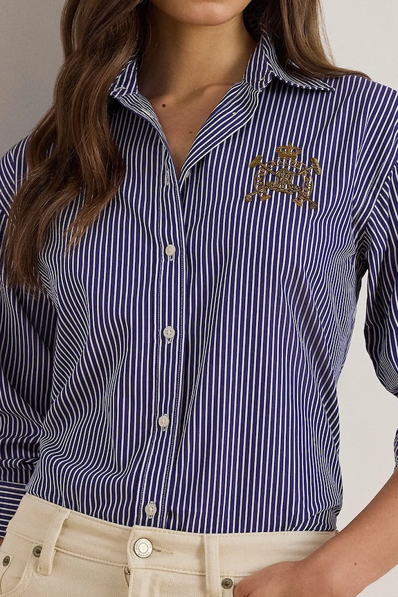 Bavlněná košile Lauren Ralph Lauren modrá 200P03513