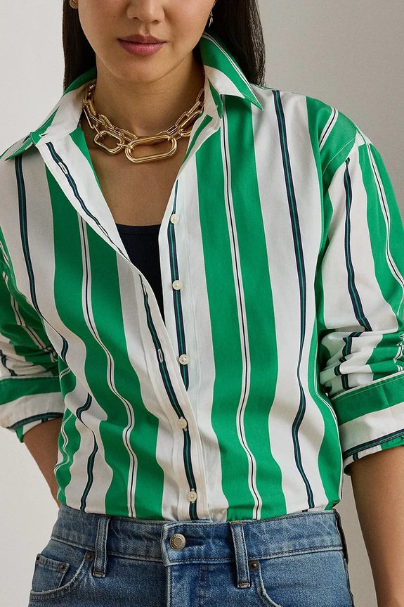Bavlnená košeľa Lauren Ralph Lauren zelená 200P03666