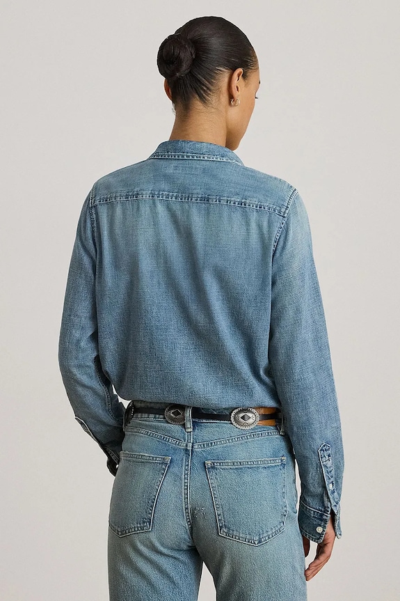 Bavlnená rifľová košeľa Lauren Ralph Lauren 200P08166 modrá SS26