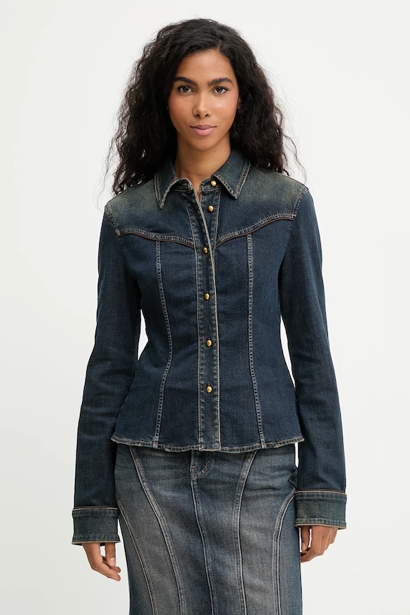 Miss Sixty cămașă jeans lung albastru 6S4XJ14500