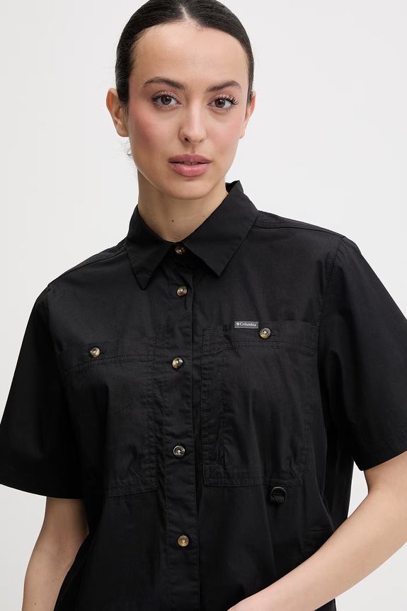 Columbia πουκάμισο Γυναικείο με βαμβάκι Brea Falls μαύρο 2118961