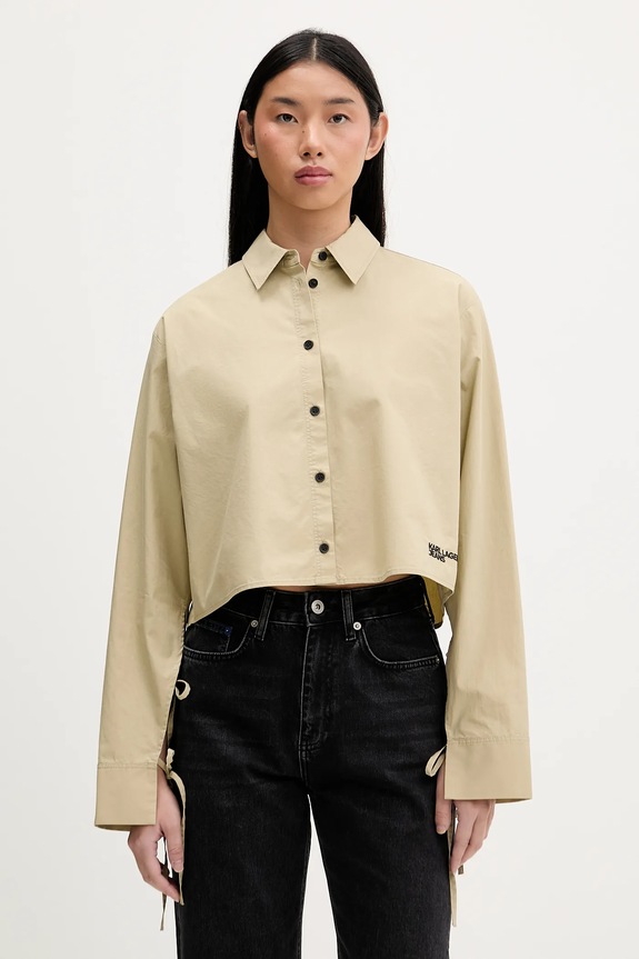 Karl Lagerfeld Jeans camicia in cotone semplice beige B1W11027