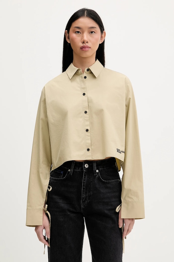 Karl Lagerfeld Jeans camicia in cotone semplice beige B1W11027