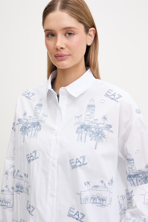 EA7 Emporio Armani koszula damska z bawełną biały AF21126.7W001025