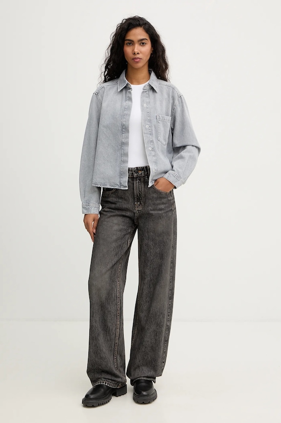 Marc O'Polo cămașă jeans 5000007394 gri SS26